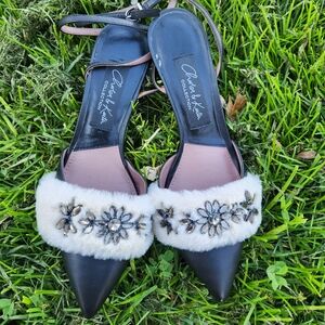 Charles & Keith Black and White Embellished Women's Shoes